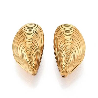 304 Stainless Steel Shell Shape Hoop Earrings