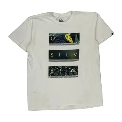 Quiksilver T-Shirt - XL White Cotton