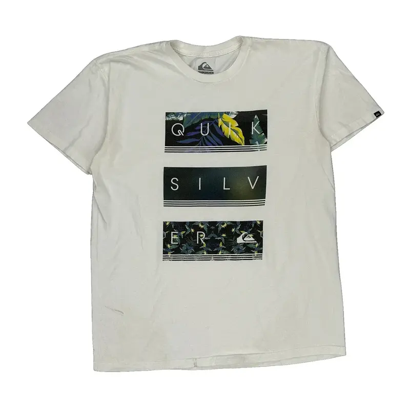 Quiksilver T-Shirt - XL White Cotton