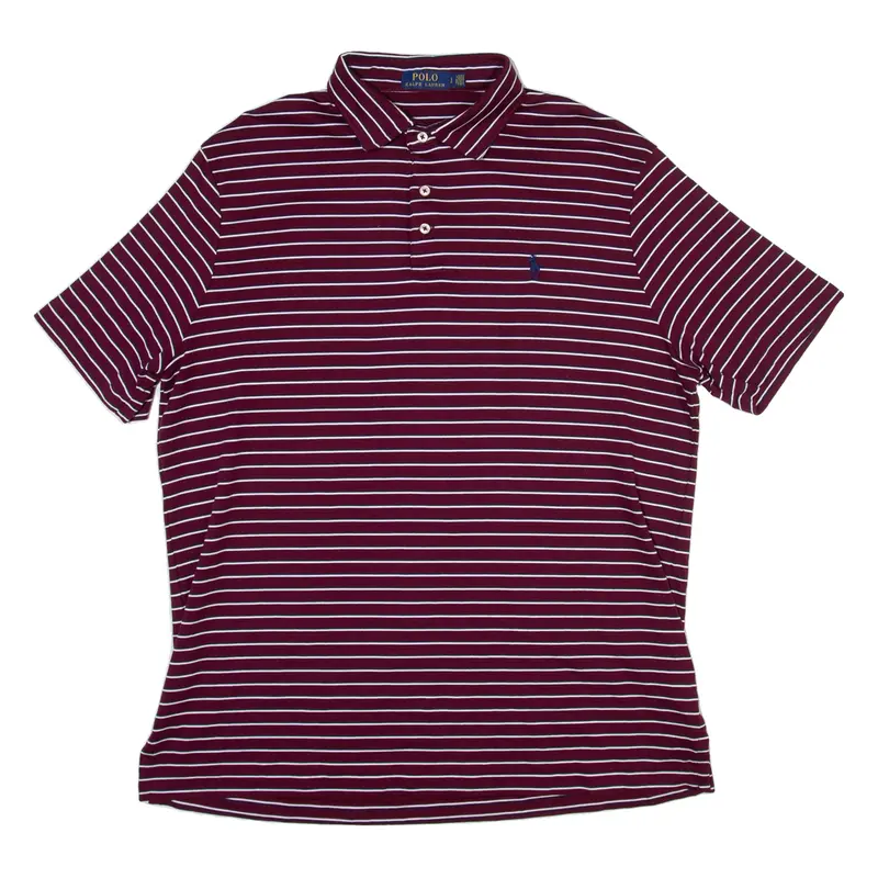POLO RALPH LAUREN Mens Polo Shirt Maroon Striped L
