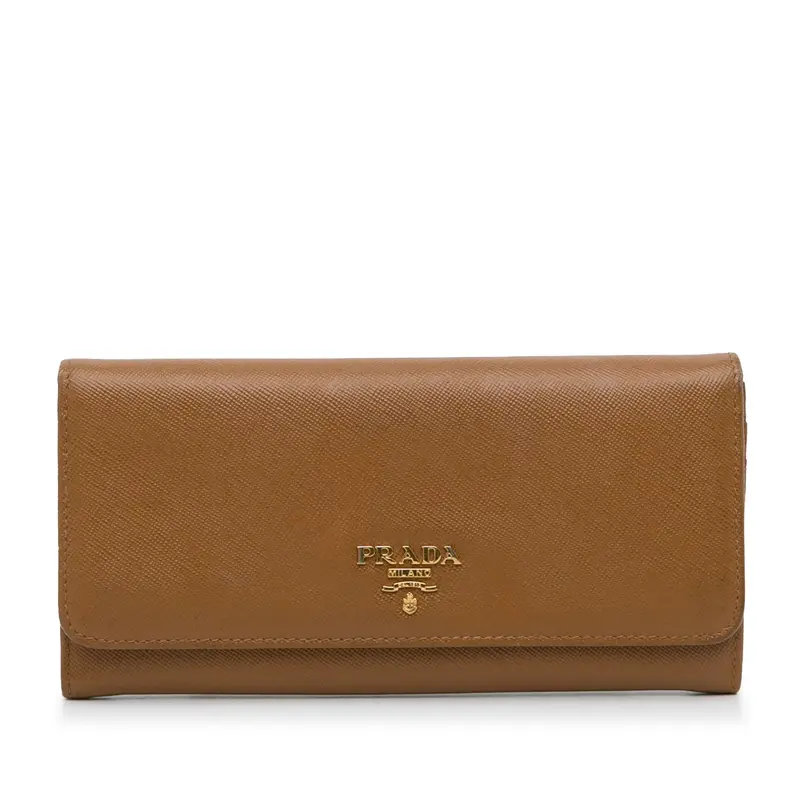 Pre-owned PRADA Leather x Calf small leather goods PradatSaffiano Leather Lux Continental Wallet