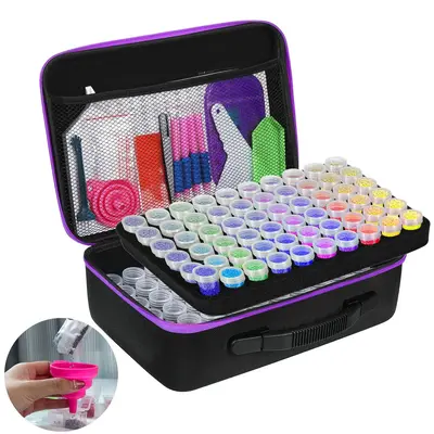 Rhinestones Painting Tool Accessory with Storage Bag, 1 Set Portable Multi-grid Rhinestones Painting Tool Bag, 5D Rhineston...