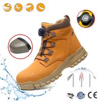 Men's Steel Toe Shoes, Comfy Puncture-proof Protective Work Boots,non-slip & Breathable Mesh Safety Shoes with Rotating Butto...