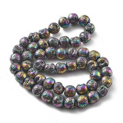 Electroplated Natural Lava Rock Beads Strands