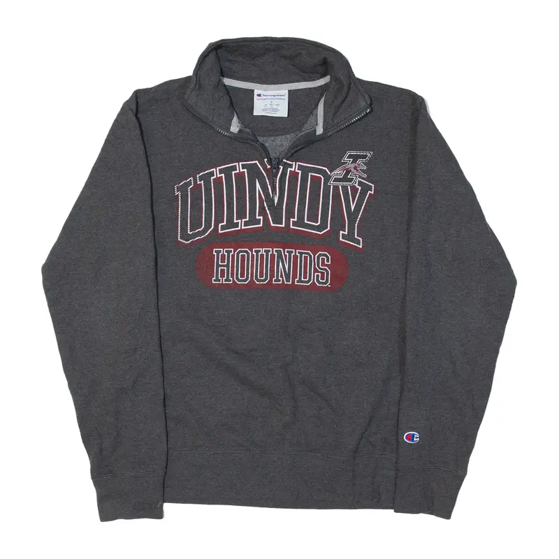 CHAMPION University Indianapolis Hounds USA Sweatshirt Grey 1/4 Zip Mens S