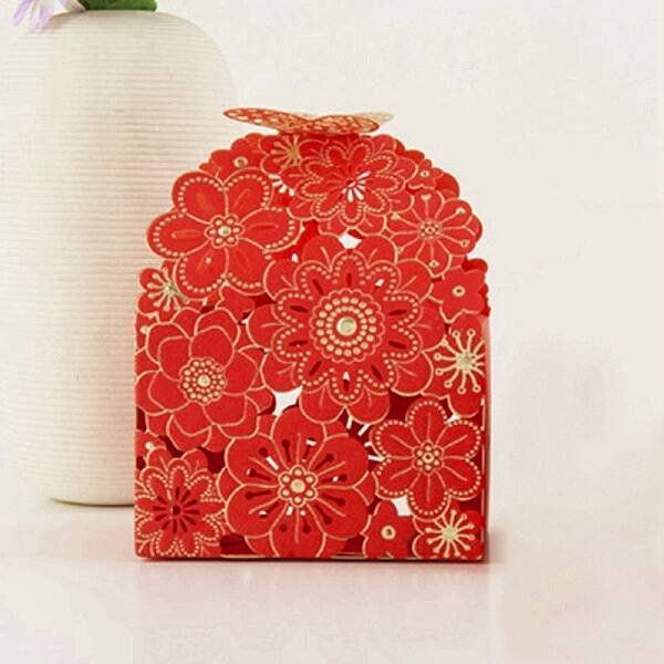 Butterfly & Hollow out Flowers Pattern Paper Fold Candy Boxes