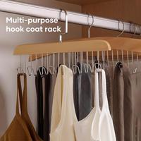 Wooden Hanger with 8 Hooks, 1 Count Rotatable Clothes Space Saving Hanger, Clothes Hanging Rack, Home Organizer for Clothes, ...