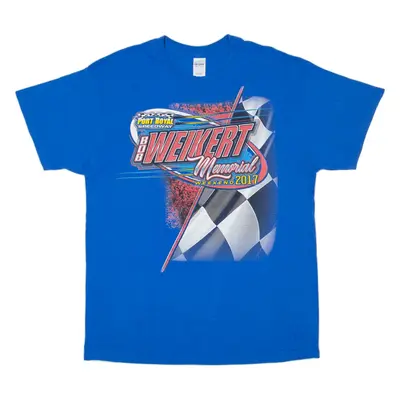 GILDAN Bob Weikert Port Royal Speedway Racing T-Shirt Blue Short Sleeve Mens L