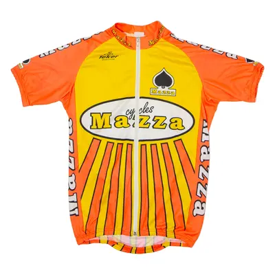 TEKER Mazza Cycles Full Zip Cycling Mens Jersey Orange High Neck M
