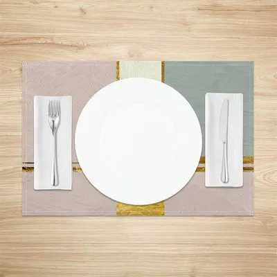 Colors Block Golden Morden Fabric Set Of 4 Placemats - Aperturee