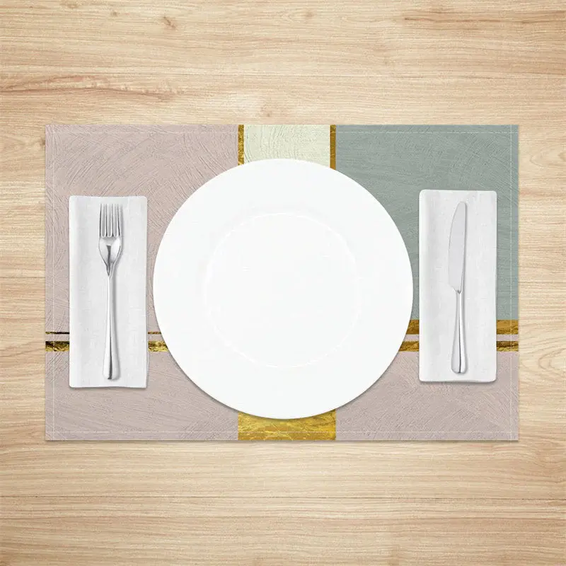 Colors Block Golden Morden Fabric Set Of 4 Placemats - Aperturee