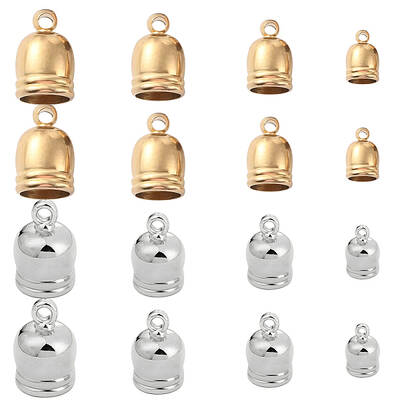 48Pcs 8 Styles Brass Cord Ends