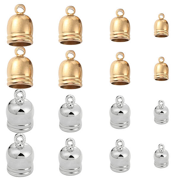 48Pcs 8 Styles Brass Cord Ends