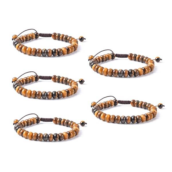 Adjustable Natural Tiger Eye Braided Bead Bracelets