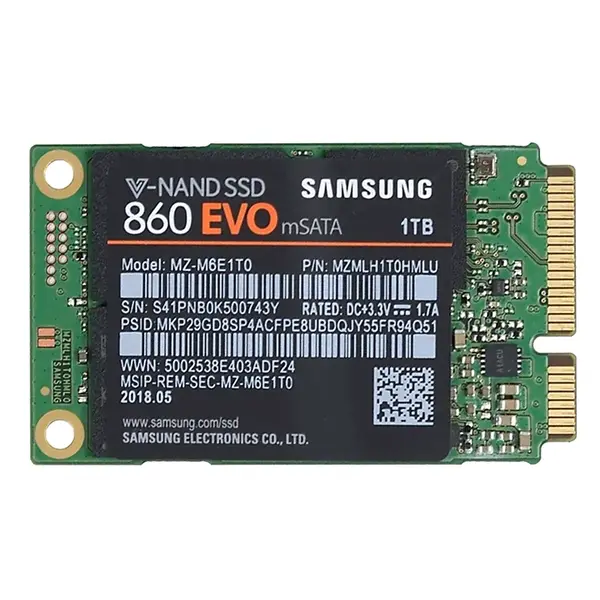 MZ-M6E1T0B/EC Samsung 860 EVO Series 1TB mSATA 6GB/s SATA 1GB Cache V-NAND 3bit MLC Solid State Drive