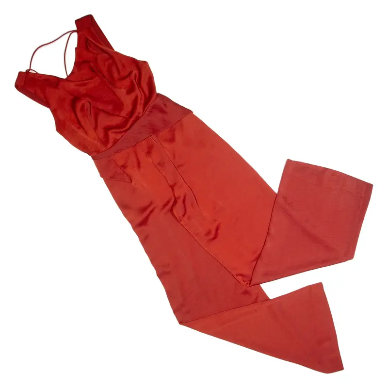 REISS Benita Womens Jumpsuit Red Wide-Leg UK 8