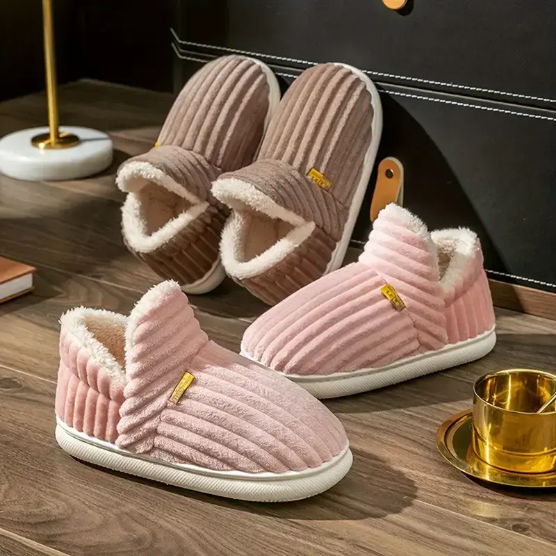 Women Cozy Fuzzy Slippers,Warm Closed-Toe Soft Sole Comfort Shoes for Winter,Plush Home Slippers with Fuzzy Lining for Cold W...