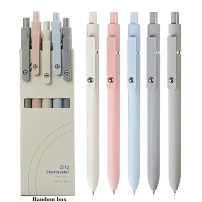 Minimalist Press Type Quick Drying Carbon Pen, 5 Counts Toot Pen Press Gel Pen for Journaling, Office Accessories, Stationary...