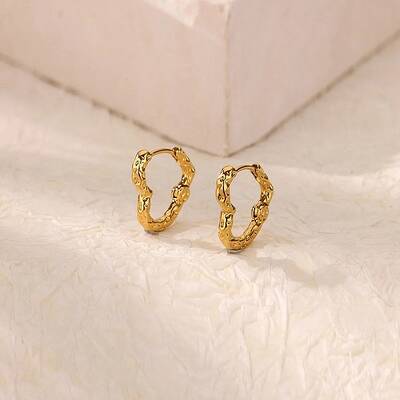 304 Stainless Steel Hammered Heart Hoop Earrrings
