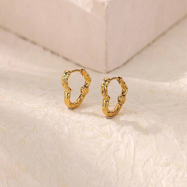 304 Stainless Steel Hammered Heart Hoop Earrrings