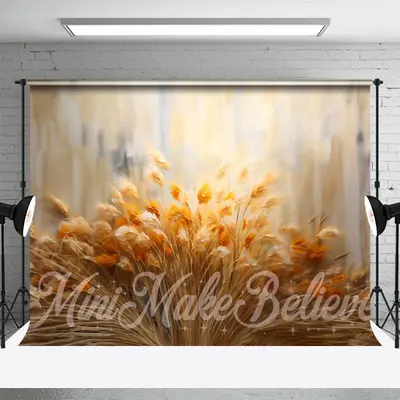 Boho Bulrush Champagne Elegant Photo Booth Backdrop - Aperturee