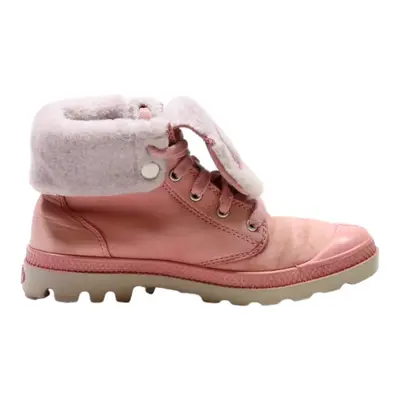 PALLADIUM Lace-Up Boots Pink Canvas Womens UK 4