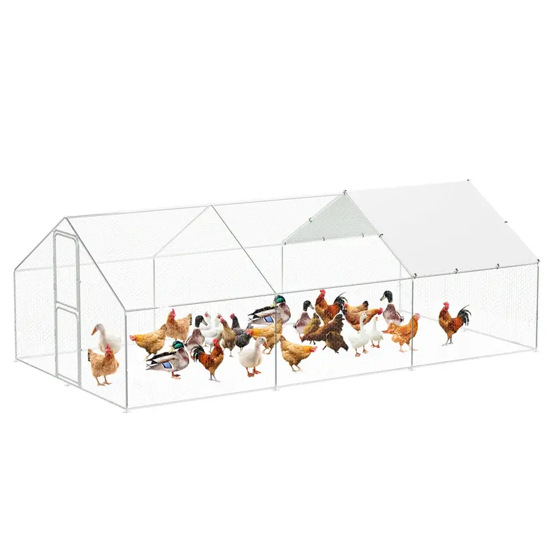 Garvee Heavy-Duty Walk-In Metal Chicken Coop for Backyard & Farm – Double Lockable Doors, Galvanized Frame, Waterproof UV-R...