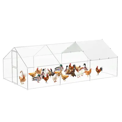 Garvee Heavy-Duty Walk-In Metal Chicken Coop for Backyard & Farm – Double Lockable Doors, Galvanized Frame, Waterproof UV-R...