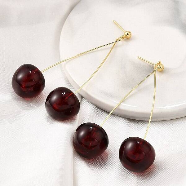 Brass Acrylic Stud Dangle Earrings for Women