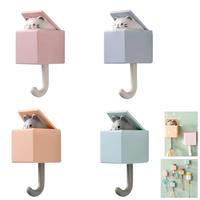 Cute Cat Design Wall Hook, 4 Counts Punch Free Adhesive Hook for Coat, Scarf, Hat, Towel, Key, Bag, Utility Hook for Wall Han...