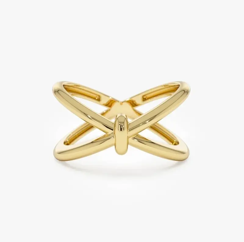 14K Gold Crossover Band