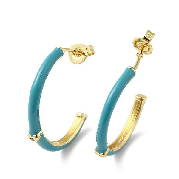 Real 18K Gold Plated Brass Ring Stud Earrings