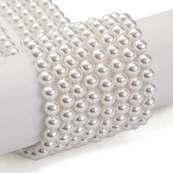 Baking Painted Pearlized Glass Pearl Round Bead Strands