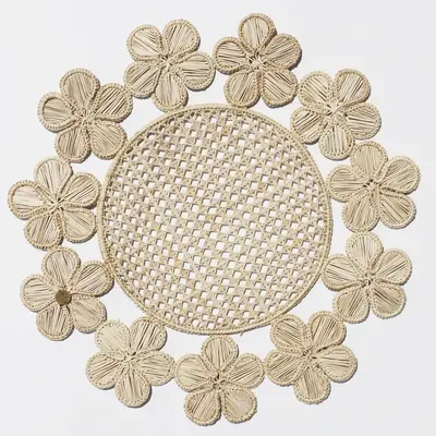 Blossom Place Mat - Handmade Iraca Palm Placemat | Color: Natural
