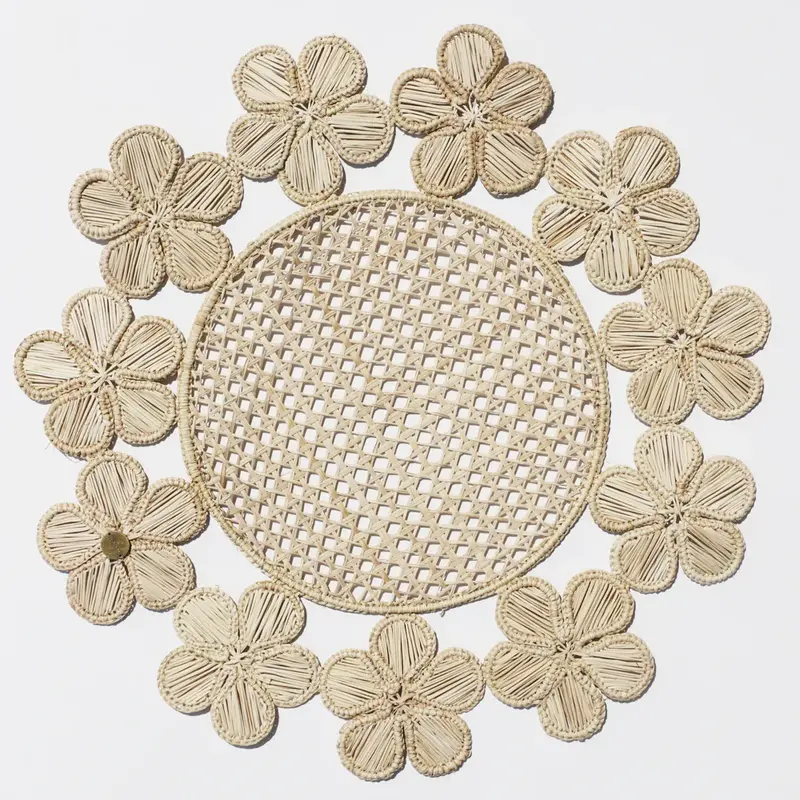 Blossom Place Mat - Handmade Iraca Palm Placemat | Color: Natural