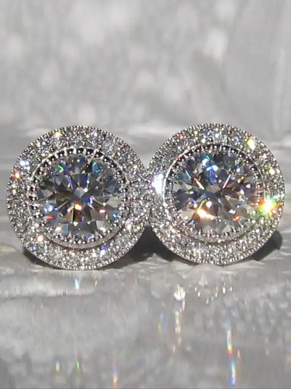 Elegant Rhinestone Decorated Stud Earrings, Fashionable Matching Earrings for Women, Daily Use, All-match Accessory, Dainty J...