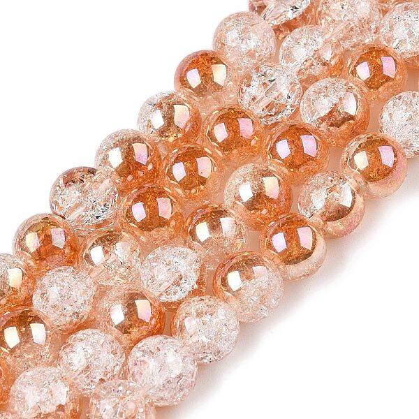 Electroplated Crackle Glass Beads Strands
