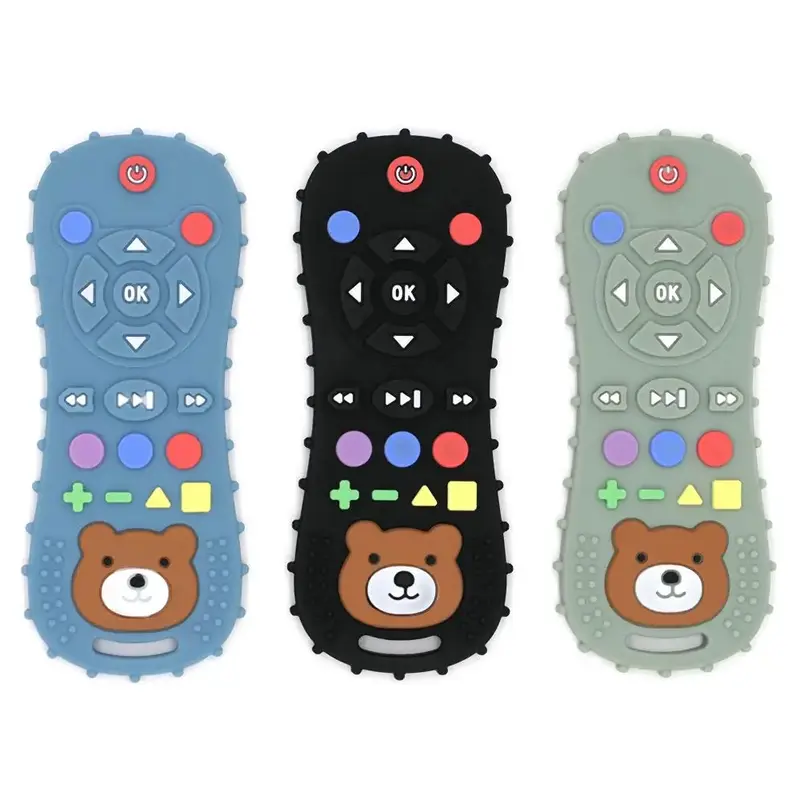 Remote Control Shaped Silicone Teething Toy, 1 Count Cartoon Bear Design Baby Chewing Toy, Soothing Teether Toy for Babies, S...