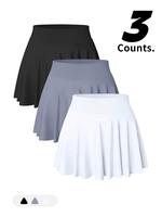Women's Solid Color 2 in 1 High Waist Sports Skort, Comfy Breathable Skort for Tennis, Ladies Sportswear for All Seasons, Gym...