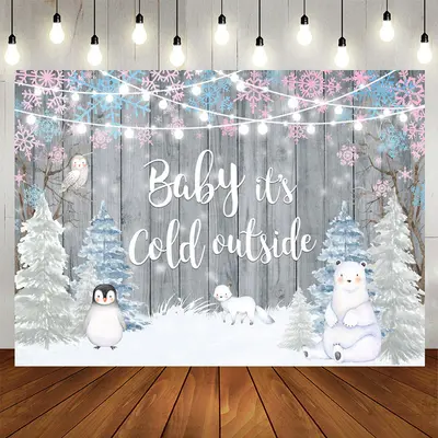 Aperturee Penguin Winter Its Cold Baby Shower Backdrop