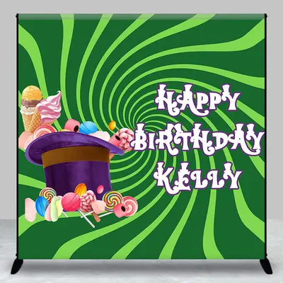 Chocolate Candyland Green Custom Birthday Backdrop - Aperturee
