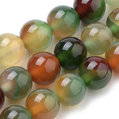 Natural Peacock Green Agate Beads Strands