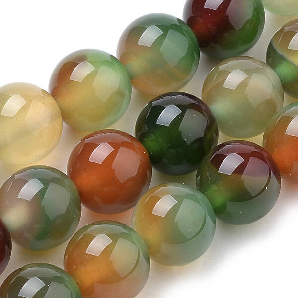 Natural Peacock Green Agate Beads Strands