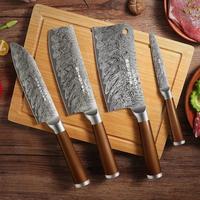 Japanese Style Kitchen Cutting Knife Set, 4 Counts/set Mixed Size Stainless Steel Chef Knife Set, Multifunctional Kitchen Cut...