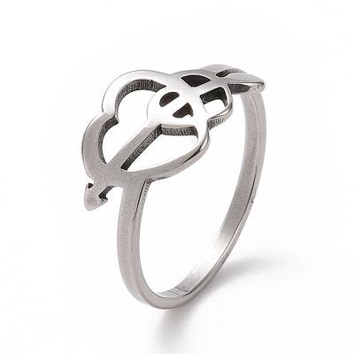 Non-Tarnish 201 Stainless Steel Arrow of Cupid Finger Ring