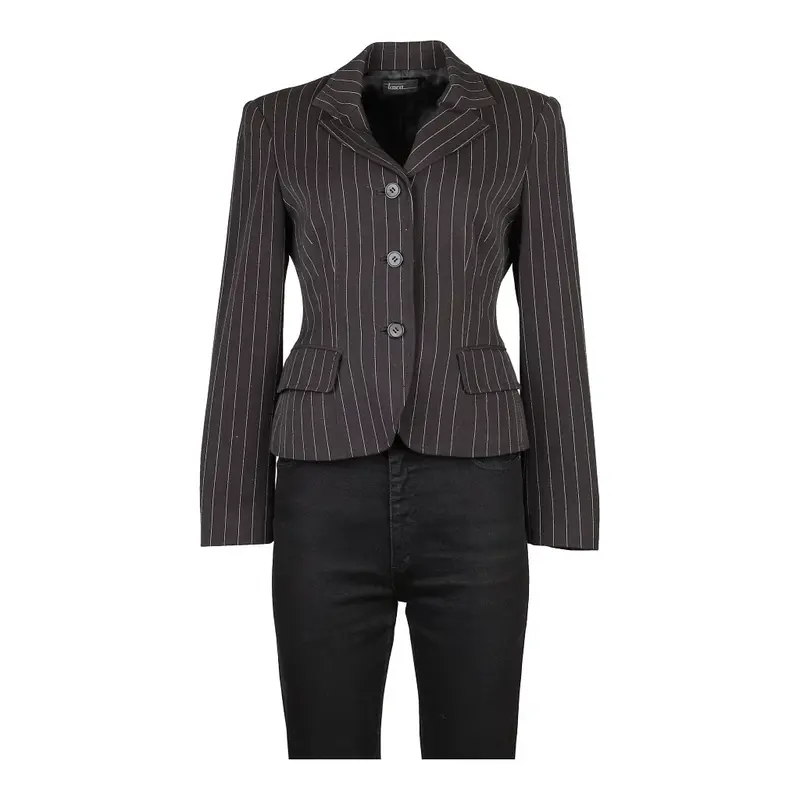 Tasca Pinstripe Blazer - Small Black Polyester