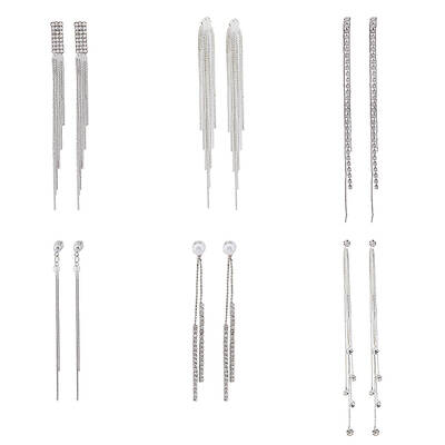 6 Pairs 6 Style Crystal Rhinestone Dangle Stud Earrings