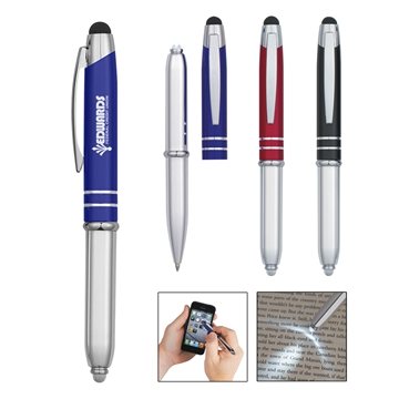 250 Promotional Ballpoint Stylus Pen With Light - Aluminum & LED