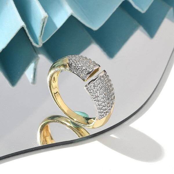 Brass Micro Pave Clear Cubic Zirconia Cuff Finger Rings for Women