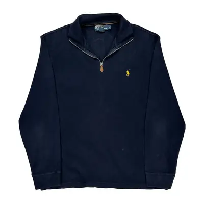 Polo By Ralph Lauren 1/4 Zip - Large Navy Cotton